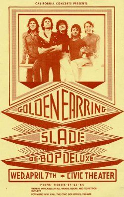 Golden Earring show flyer April 07, 1976 San Diego - Civic Theatre